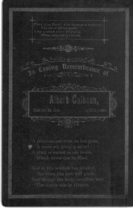 William Albert Calhoon B 13 Jan 1852 d 25 Oct 1889